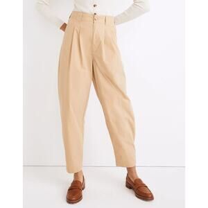 Madewell Pants Womens 4 Tan Balloon Pleated Adjustable Tabs Modern Preppy NEW